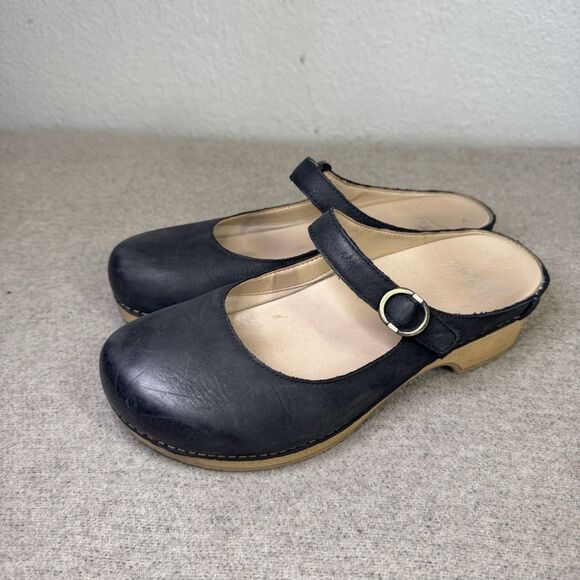 Dansko Clog Bria Mary Jane Mule SlipOn Black Nubuck Comfort Walking Size 39 US 9 - Picture 2 of 9